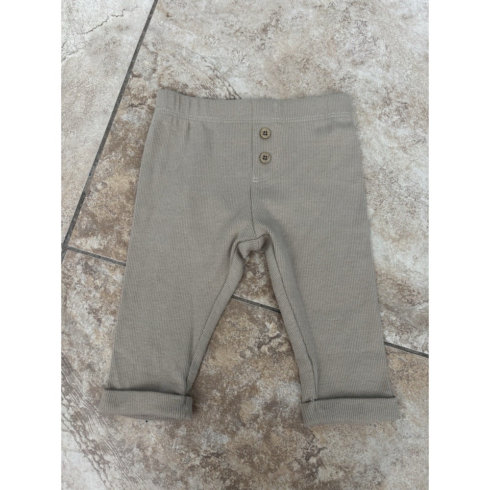 Cloud Island Baby Ribbed Pants 0-3M Khaki Tan Neutral Cotton Blend NWT